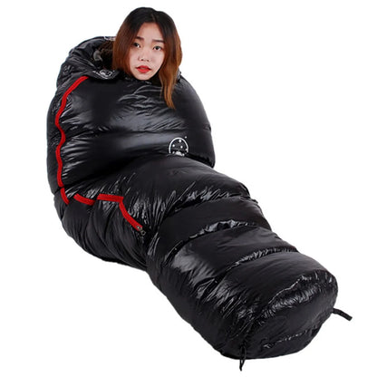 Very Warm White Goose Down Filled Adult Mummy Style Sleeping Bag Fit for Winter Thermal 4 Kinds of Thickness Travel Camping