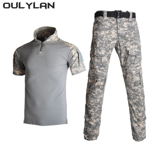 Camouflage  Cargo Pants Short Sleeved  Men's Streetwear