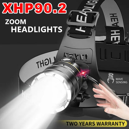 ZK40 30000LM Upgrade Headlamp Sensor XHP90 Fishing Headlight 18650 Battery Flashlight Usb Rechargeable Head Lights Torch Lantern