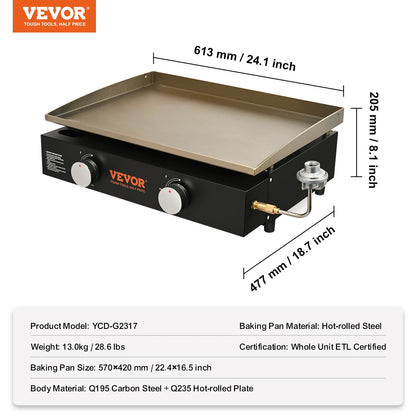 VEVOR 18/24inch Propane Gas Tabletop Griddle