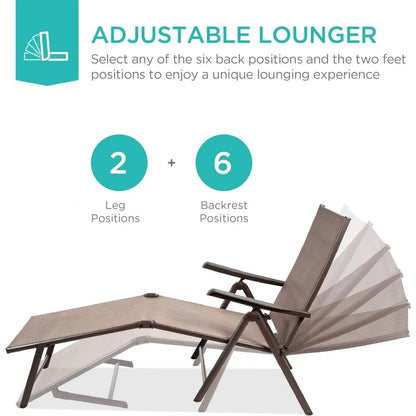 Set of 2 Outdoor Patio Chaise Lounge Chairs