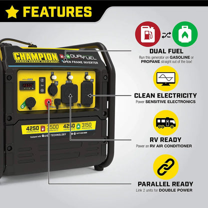 4250-Watt Dual Fuel RV Ready  Inverter Generator