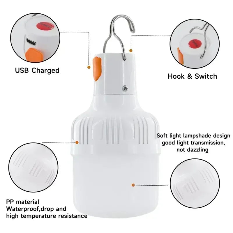 60W Emergency Light ,USB Rechargeable LED Light Bulb Lantern