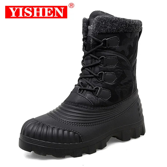 YISHEN Winter Men Snow Boots Waterproof Hiking Shoes