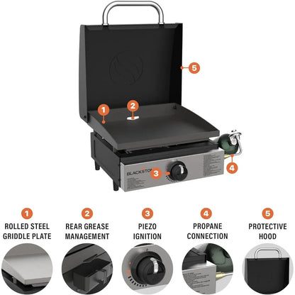 1814 Stainless Steel Propane Gas Portable, Flat Top Griddle