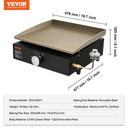 VEVOR 18/24inch Propane Gas Tabletop Griddle