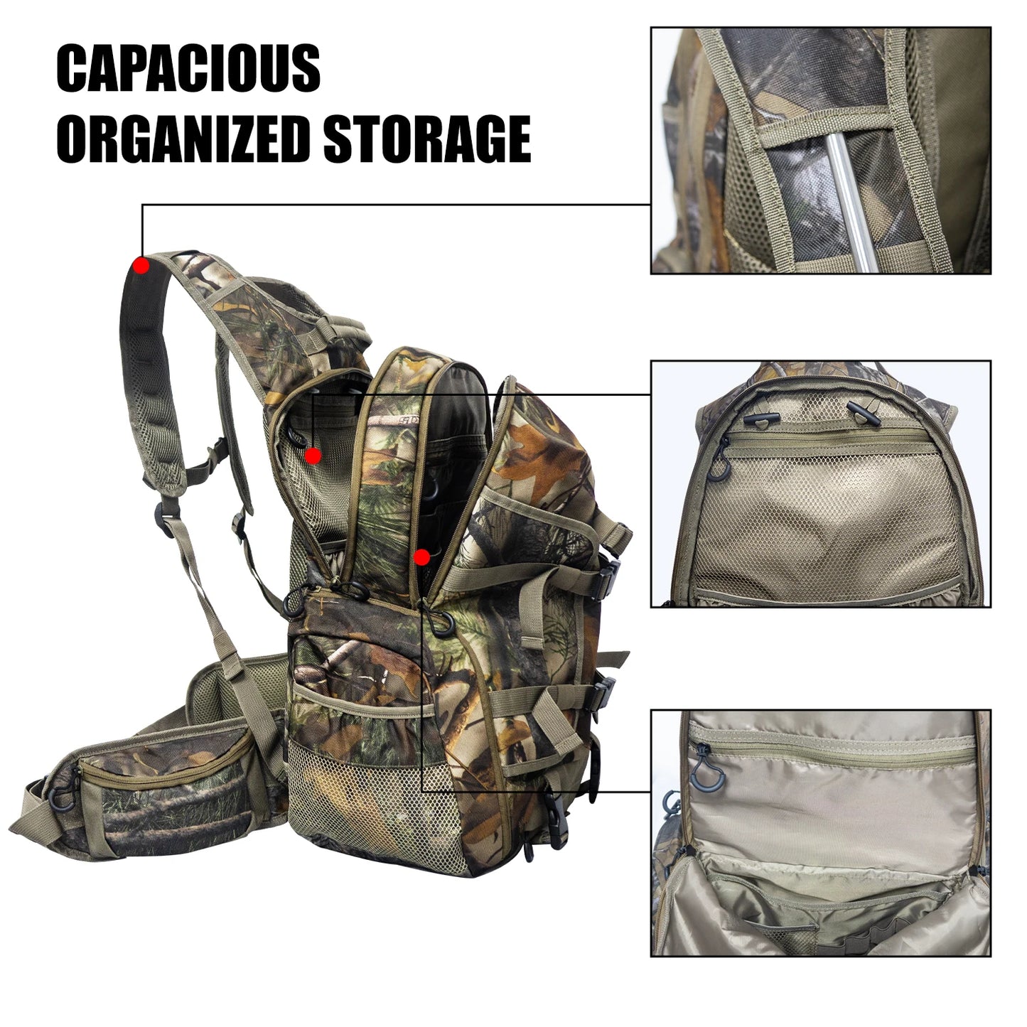 35L Camo Hunting Pack with Gun Bow Pocket